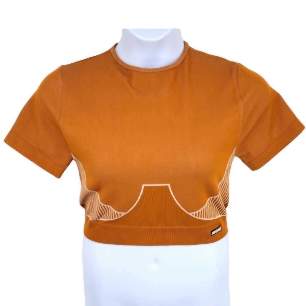 Pretty Little Thing Orange Tan Cropped Top‎ Collared XXl